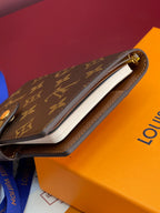 Louis Vuitton monogram small bag, dark brown with open flap and white lining