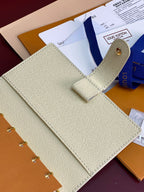 Ivory small ring binder cover with side tab pocket and textured finish