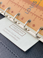 Small bag with three-ring binder, beige monogram canvas and leather strap