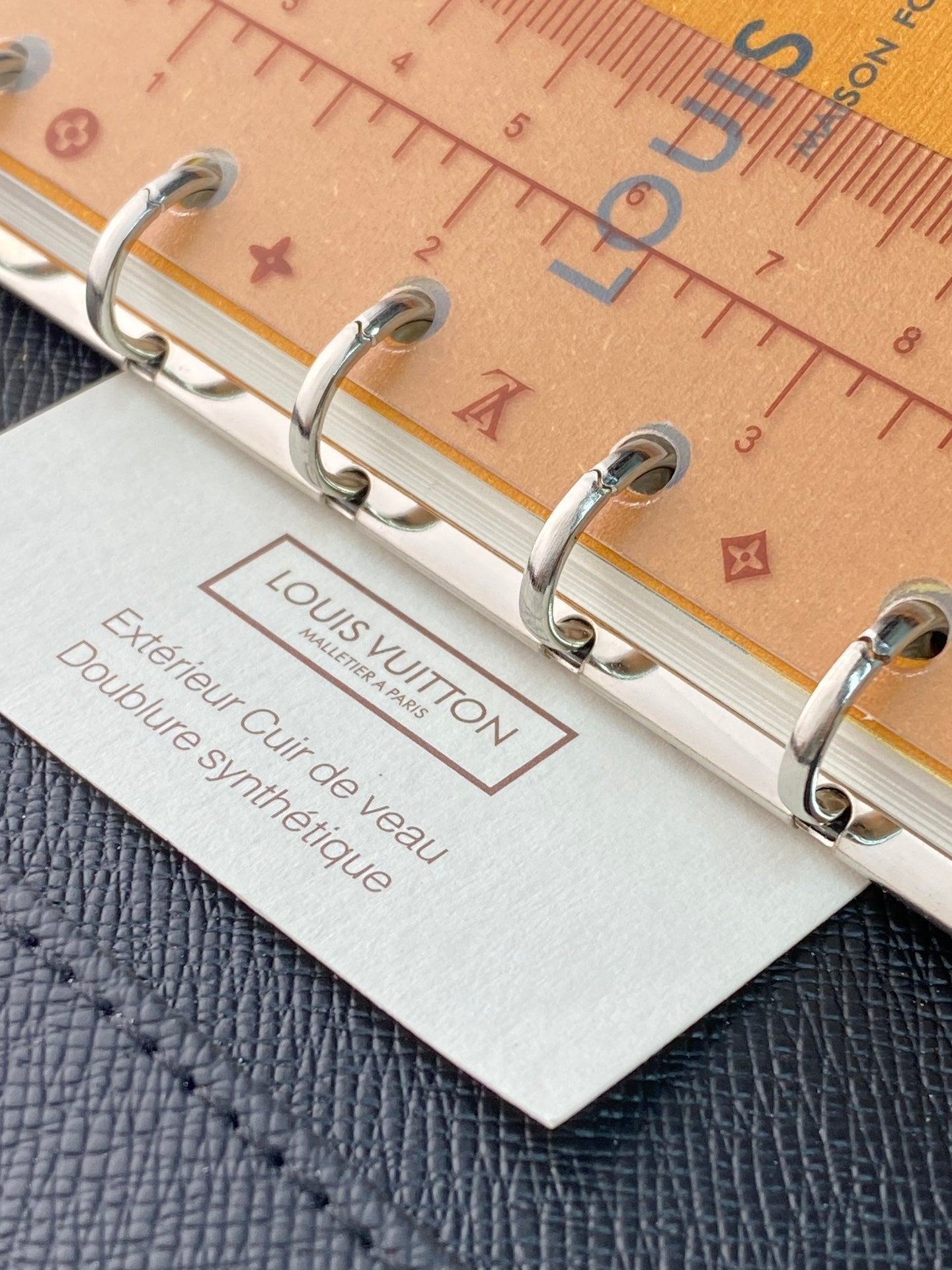 Small bag with three-ring binder, beige monogram canvas and leather strap