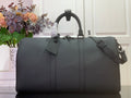 Louis Vuitton men’s duffel bag in dark leather, top handles and front zipper