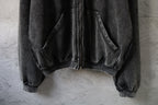 Dark zip hoodie with drawstring hood and front kangaroo pockets