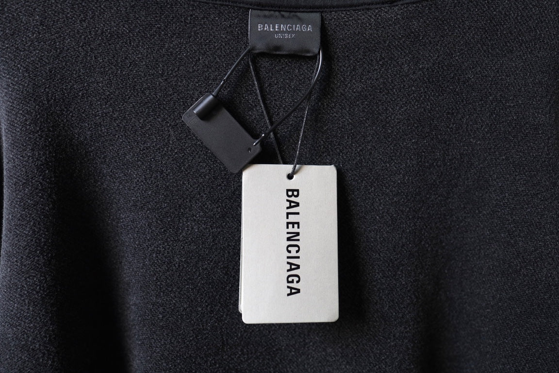 Balenciaga black crew sweatshirt neck label with attached price tags