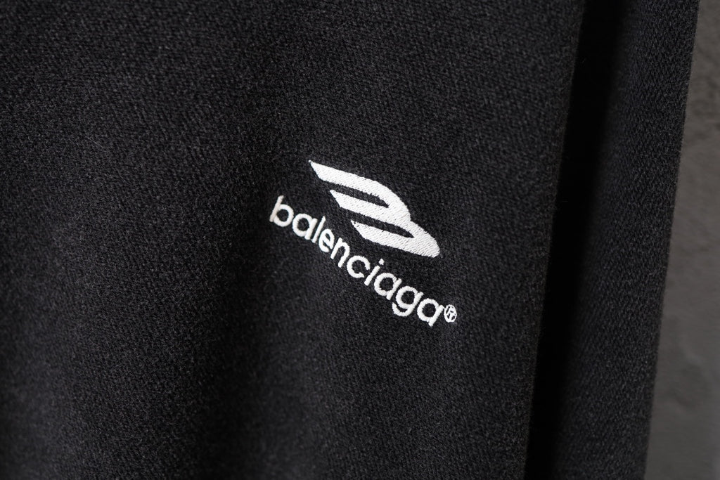 Balenciaga logo print on black sweatshirt fabric