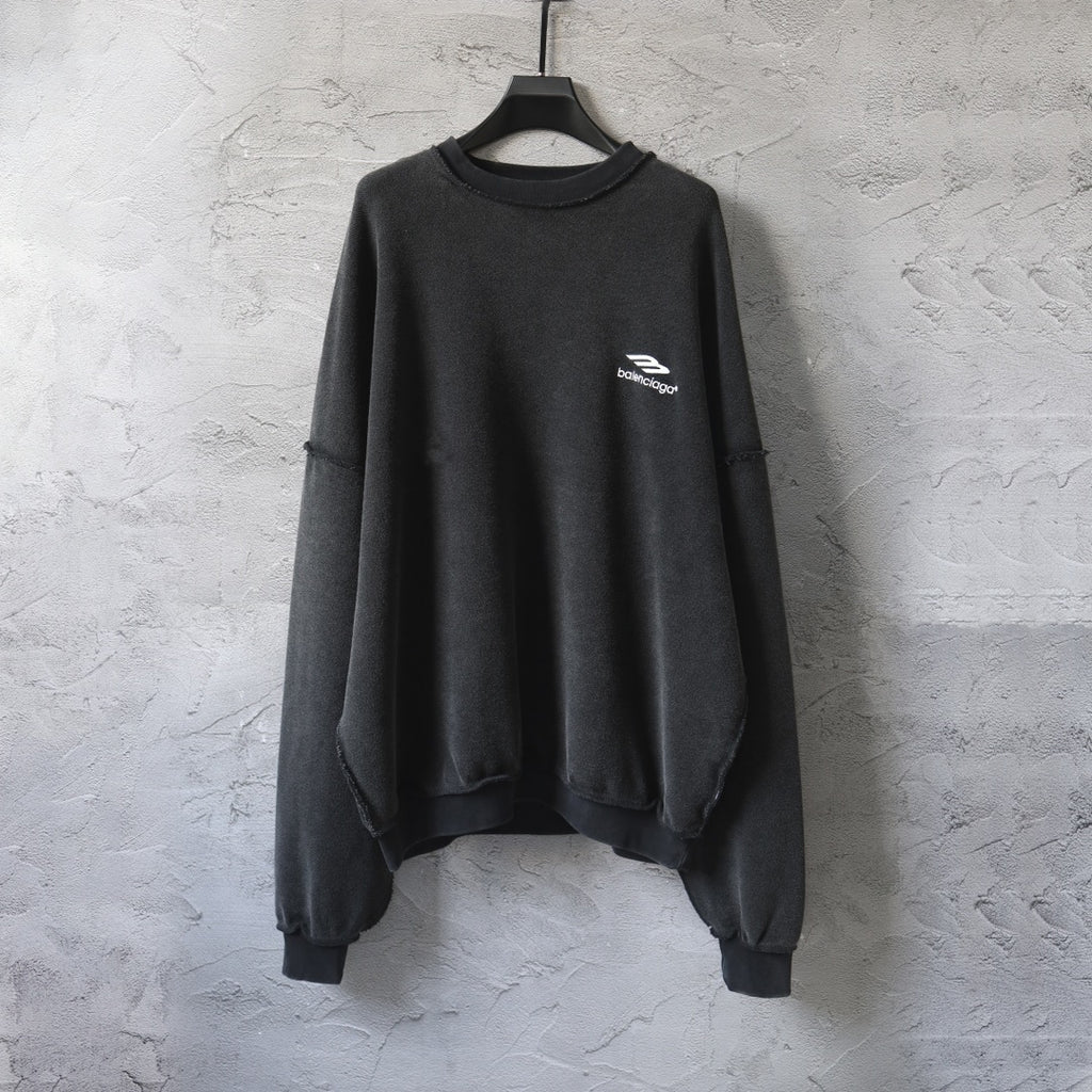 Balenciaga black long-sleeve sweatshirt with crew neck and small chest logo