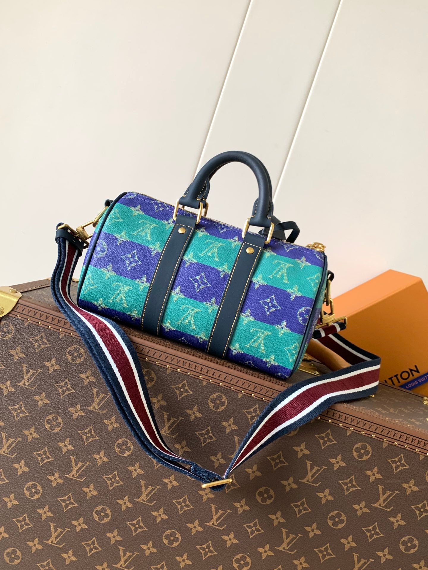 Louis Vuitton multicolor monogram satchel bag with dual top handles and strap
