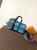 Louis Vuitton multicolor monogram satchel bag with top handles and crossbody strap