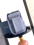 Men's Dior crossbody bag in blue Dior-pattern canvas, zip top and adjustable strap