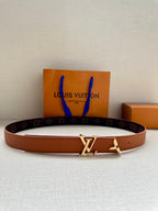 Louis Vuitton belt in brown with monogram strap and goldtone V-style buckle