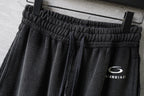 Balenciaga dark pants waistband with drawstring and side logo