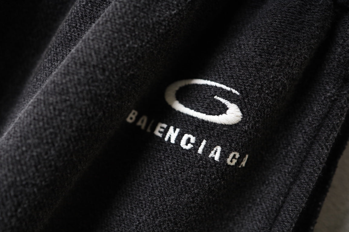 Black fabric patch with Balenciaga logo embroidery