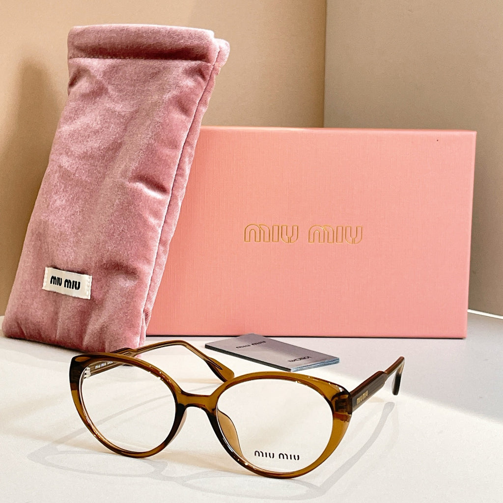 MiuMiu eyeglasses with amber brown tortoiseshell full-rim frames