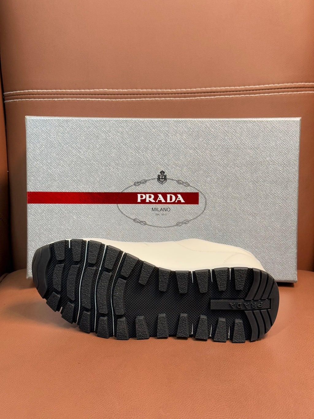Prada unisex white sneaker outsole with tread rubber sole