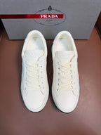 Prada unisex white sneakers with lace-up front