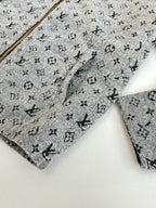 Louis Vuitton monogram-print hoodie sleeve in grey knit fabric