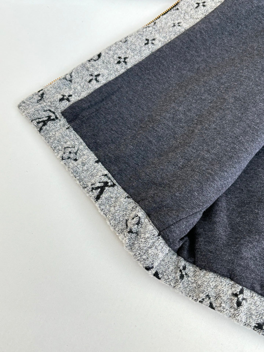 Louis Vuitton hoodie hem lining, grey monogram knit with dark side panel