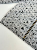 Louis Vuitton hoodie zipper and trim, grey monogram knit with gold teeth