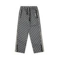 Dior monogram track pants with elastic waist, black and cream print