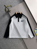 Louis Vuitton two-tone long-sleeve shirt with black collar and grey body, front view