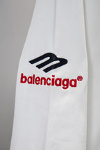 White Balenciaga long-sleeve T-shirt front logo and red text