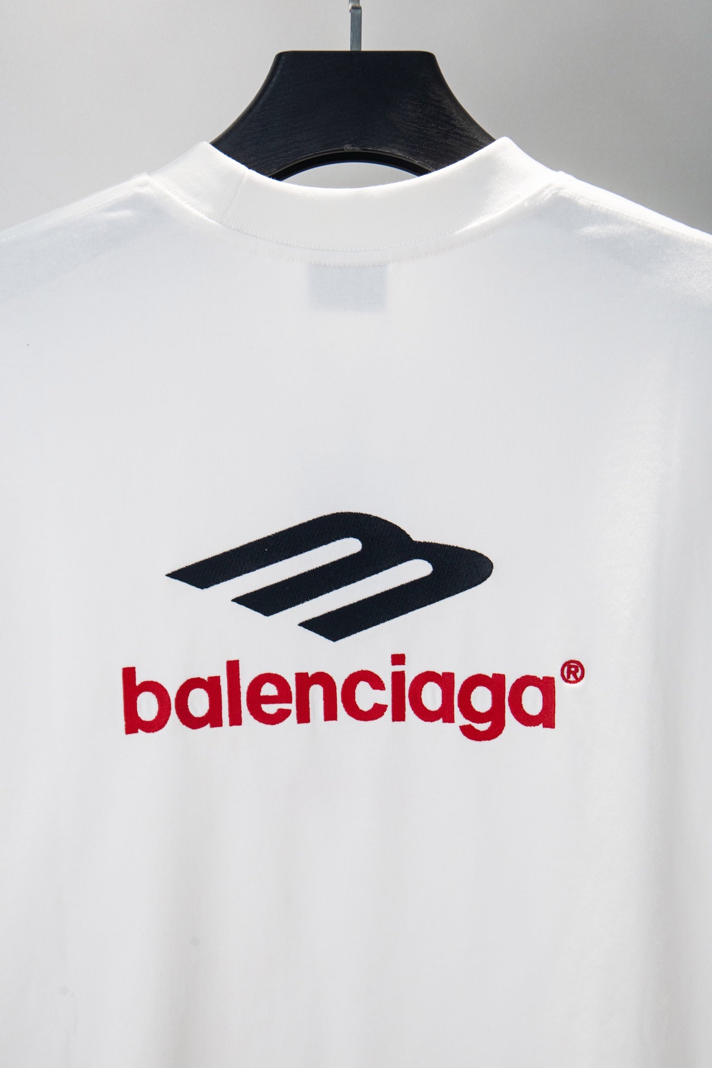 White Balenciaga long-sleeve T-shirt with chest logo print and crew neck