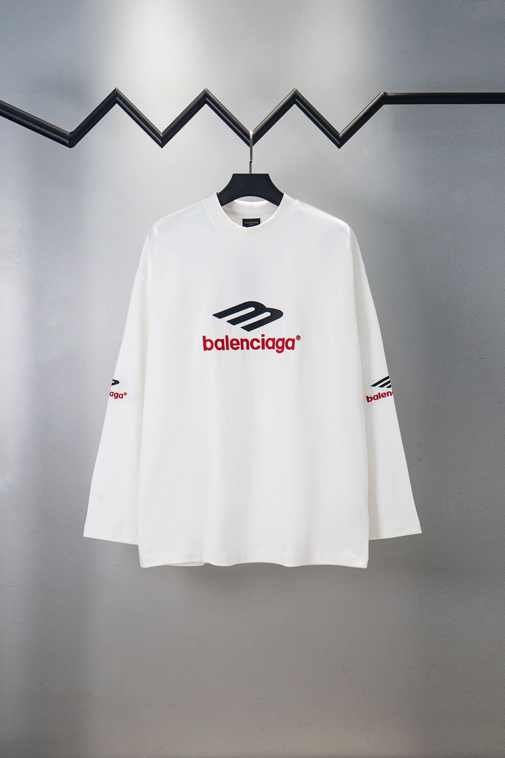White Balenciaga long-sleeve T-shirt with front logo print