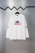 White Balenciaga long-sleeve T-shirt with front logo print