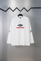 White Balenciaga long-sleeve T-shirt with front logo print
