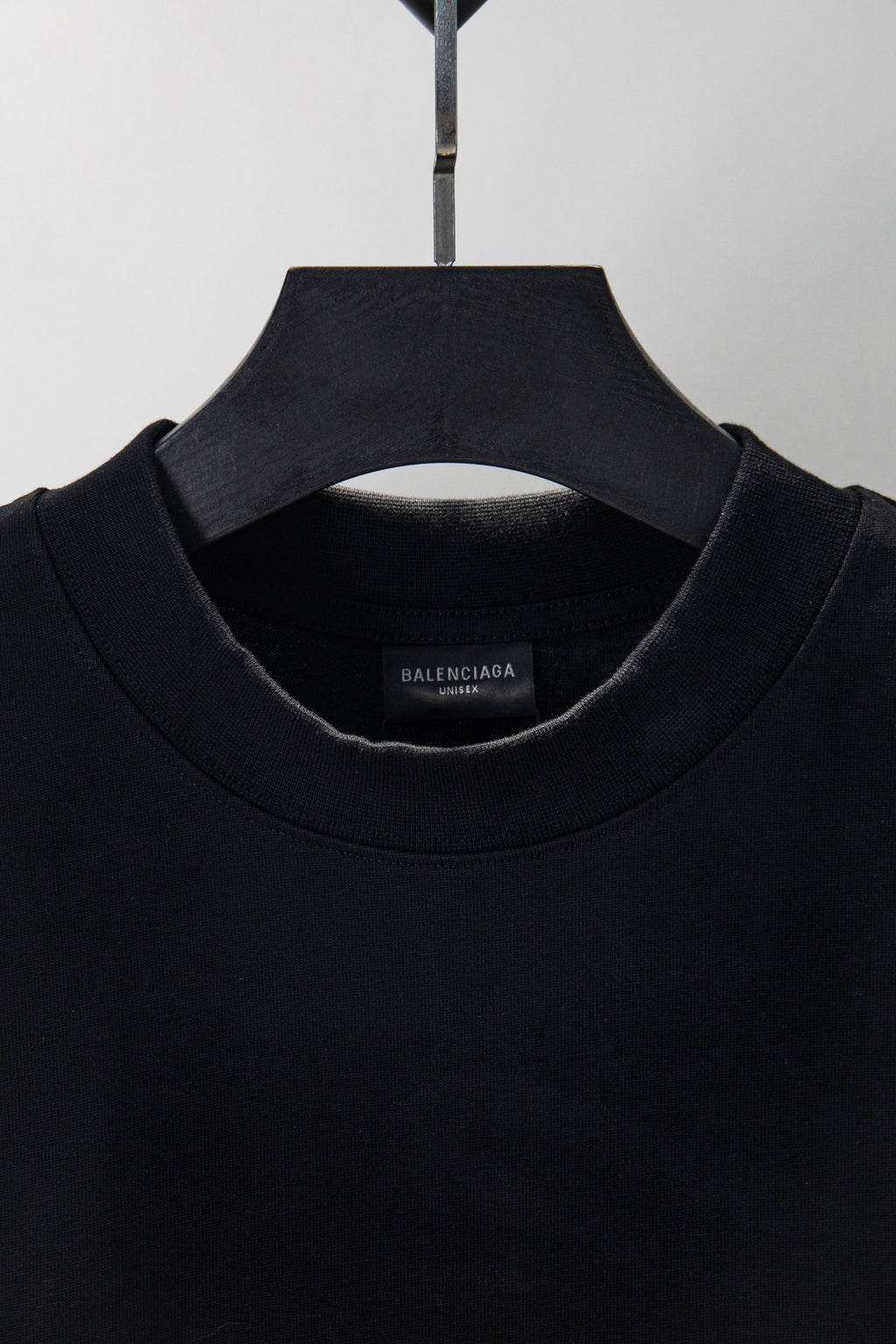 Black long-sleeve T-shirt crew neck with Balenciaga logo label