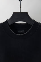 Black long-sleeve T-shirt crew neck with Balenciaga logo label