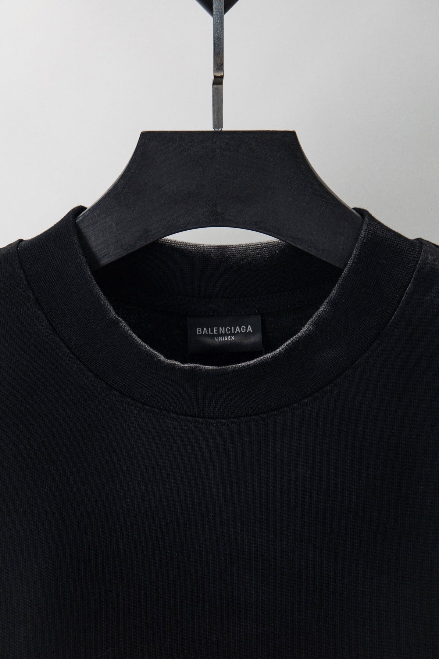 Black long-sleeve T-shirt crew neck with Balenciaga logo label