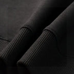 Ribbed knit cuff on dark sweatshirt sleeve