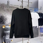 Black long-sleeve sweatshirt with crew neck, plain back