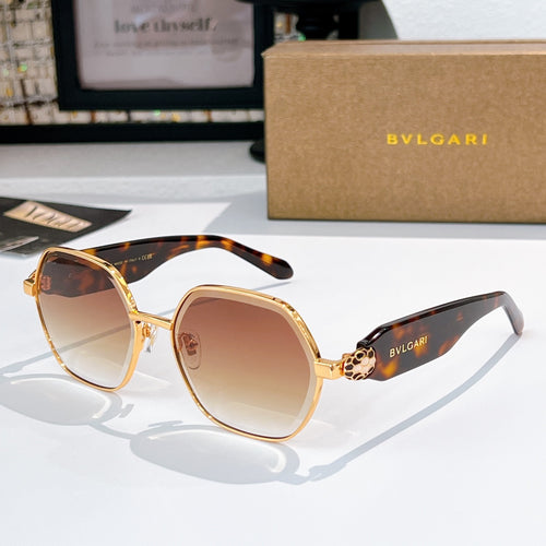 Gold-tone square sunglasses with gradient brown lenses and tortoise-style temples
