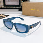 Bvlgari sunglasses, blue cat-eye frame with light blue-tinted lenses