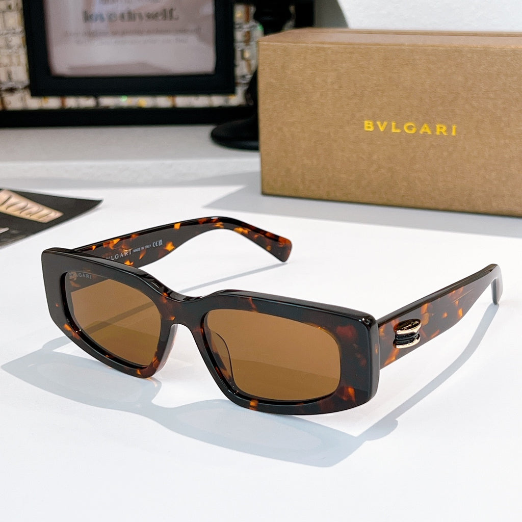 Bvlgari sunglasses, tortoiseshell cat-eye frame with brown-tinted lenses