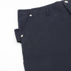 Dark navy pants front with side pocket and belt loops