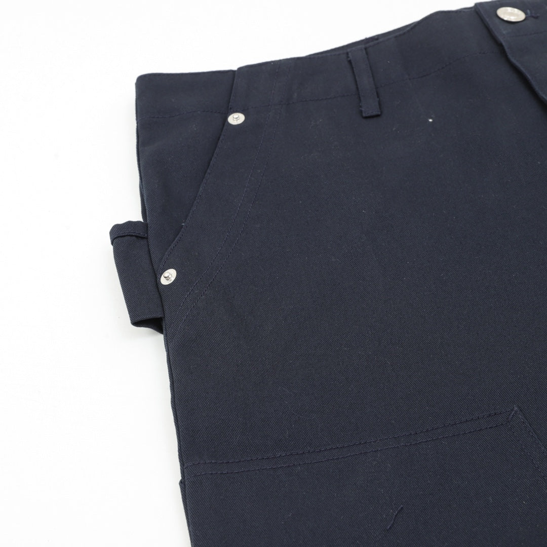 Dark navy pants front with side pocket and belt loops
