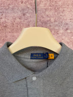 Ralph Lauren long-sleeve polo shirt neckline with brand tag and button placket