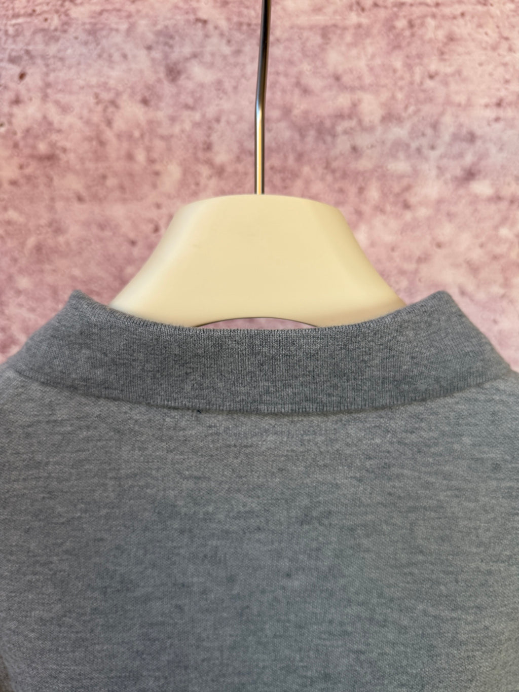 Ralph Lauren heather gray polo shirt collar with ribbed trim