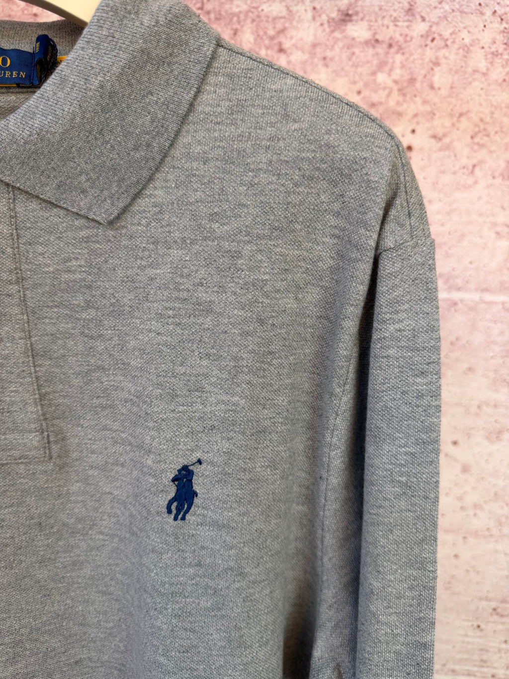 Ralph Lauren heather gray polo shirt back with small pony logo