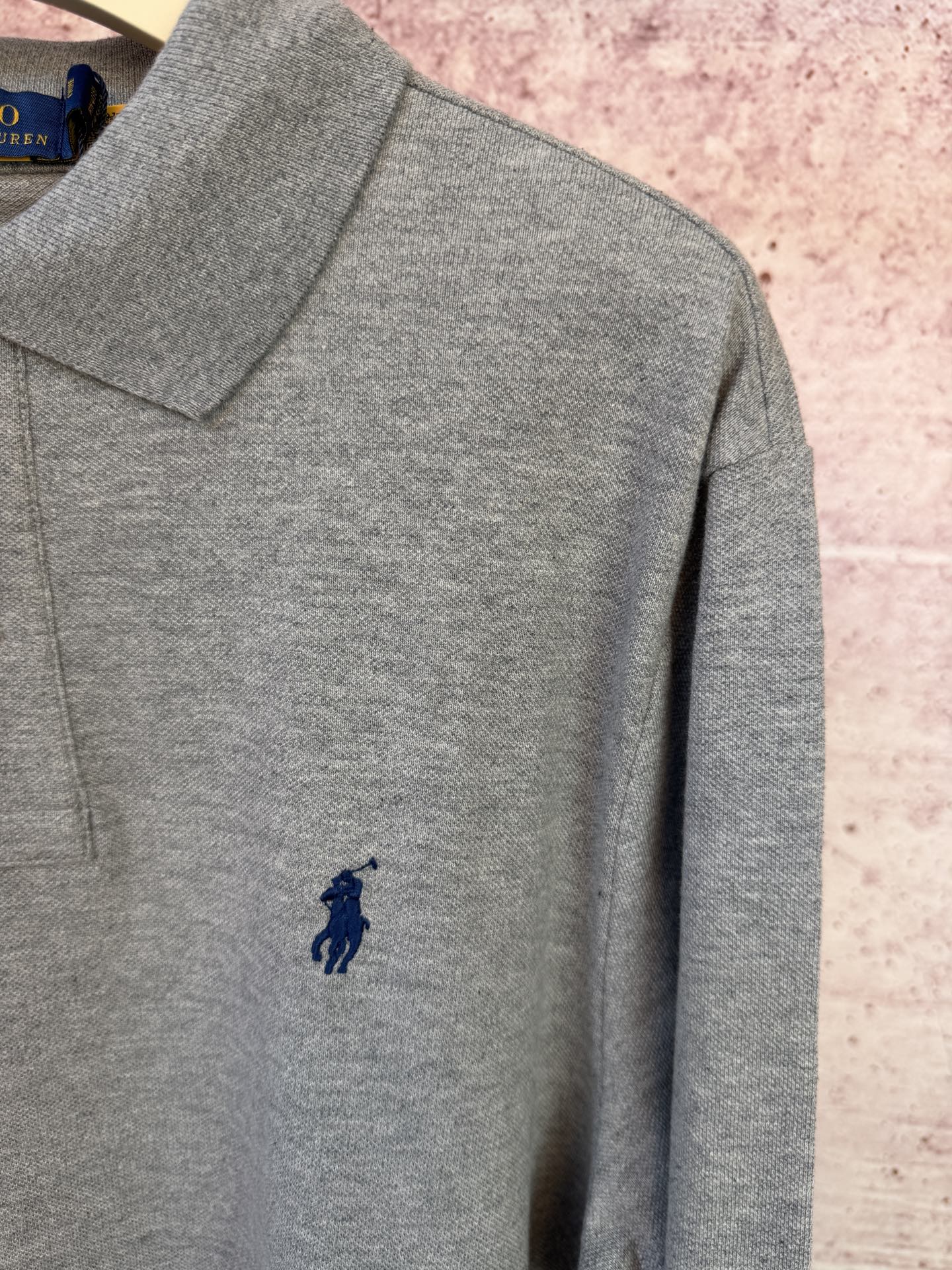 Ralph Lauren heather gray polo shirt back with small pony logo