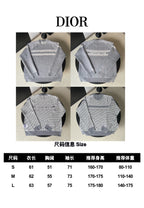 DIOR size chart graphic with sweater measurements by size