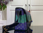 Men's Louis Vuitton monogram messenger bag, purple with green lining and shoulder strap