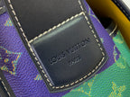Louis Vuitton Paris logo leather patch with stitching on monogram canvas