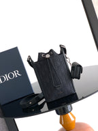 Dior tote bag with black jacquard fabric, top handles and adjustable shoulder strap