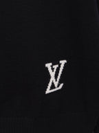 Black sweater chest logo patch with white “LV” motif