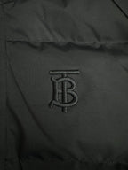 Black jacket fabric panel with embroidered B monogram logo