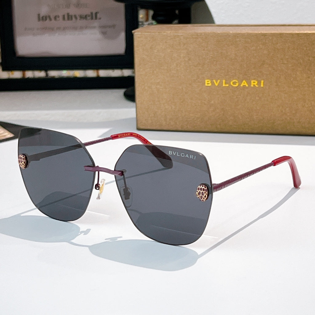 Bvlgari aviator sunglasses with dark lenses and red metal frame