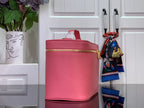 Louis Vuitton pink Epi leather handbag with top zipper and gold-tone lock detail.